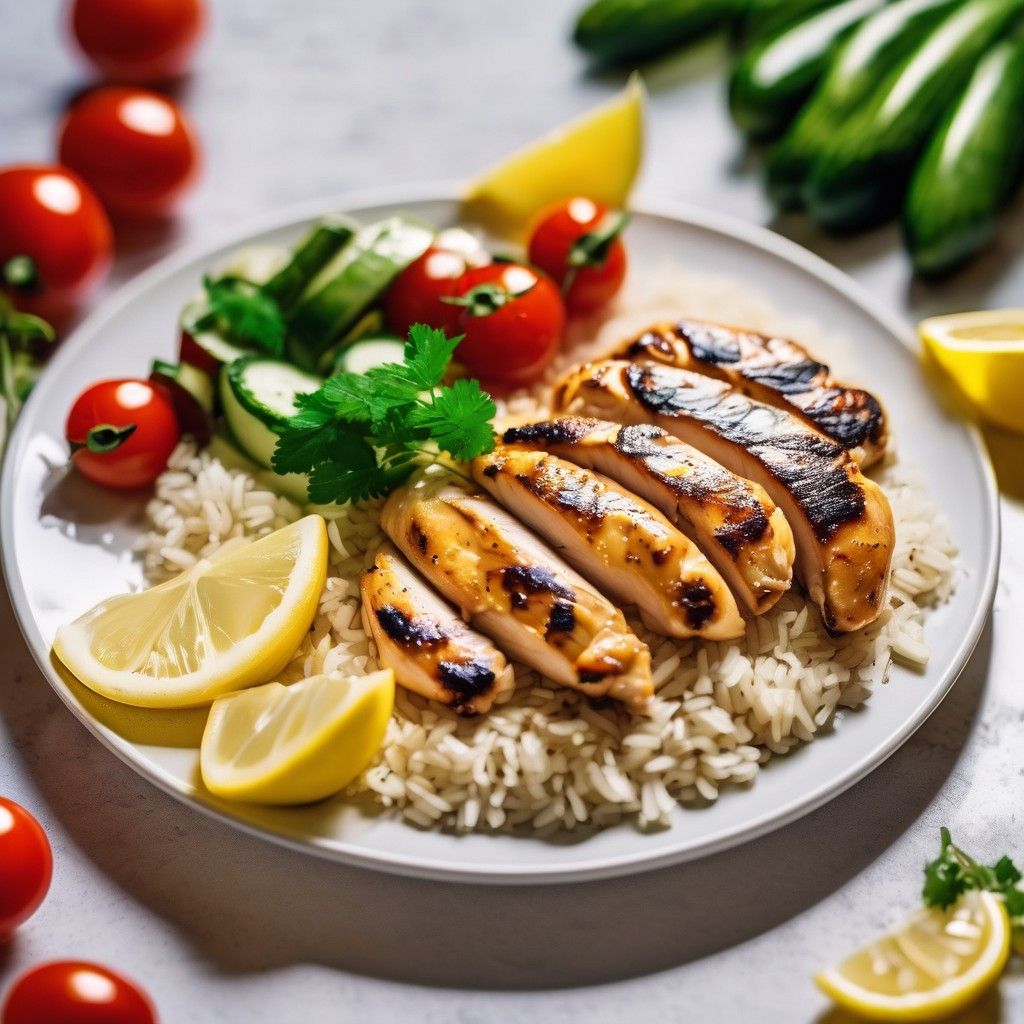 Lemon Herb Grilled Chicken with Garlic Rice